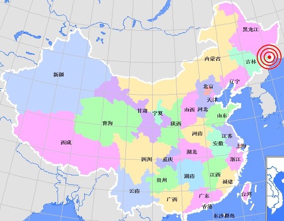 Землетрясение силой 4,8 балла произошло на границе провинций Цзилинь и Хэйлунцзян, 10 августа