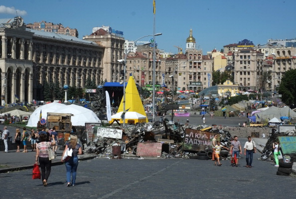 Баррикада на Майдане Независимости, 6 июля 2014 г. Фото: DOMINIQUE FAGET/AFP/Getty Images