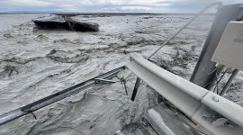 Ледниковое наводнение вызвало размыв дороги на юге Исландии