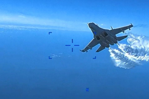 Столкновение российского самолета с американским беспилотником — видео
