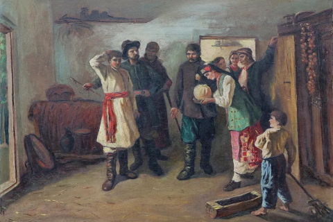 Какой украинский обычай мы видим на картине К. А. Трутовского «Отказ жениху»?
