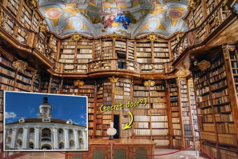 Эта прекрасная церковная библиотека известна своими тайными дверями, жутким склепом и посвящена мученику Флориану