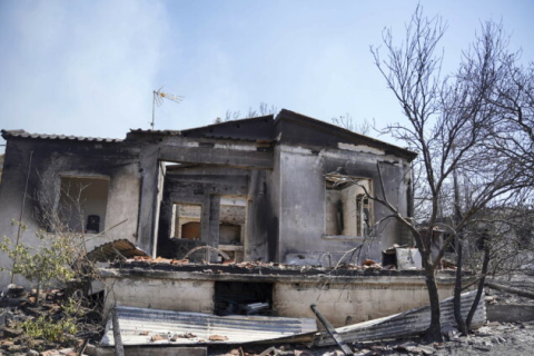 Пожарные разрывы остановили пожар на греческом острове