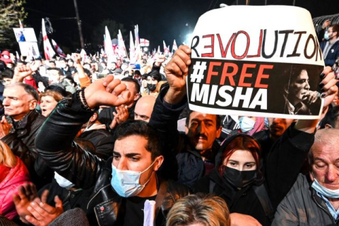 Тысячи грузин вышли на улицы в поддержку заключённого экс-президента